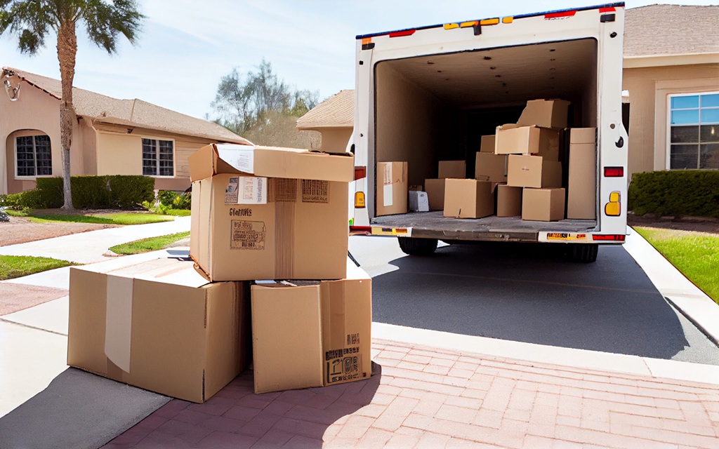 Boxes and truck